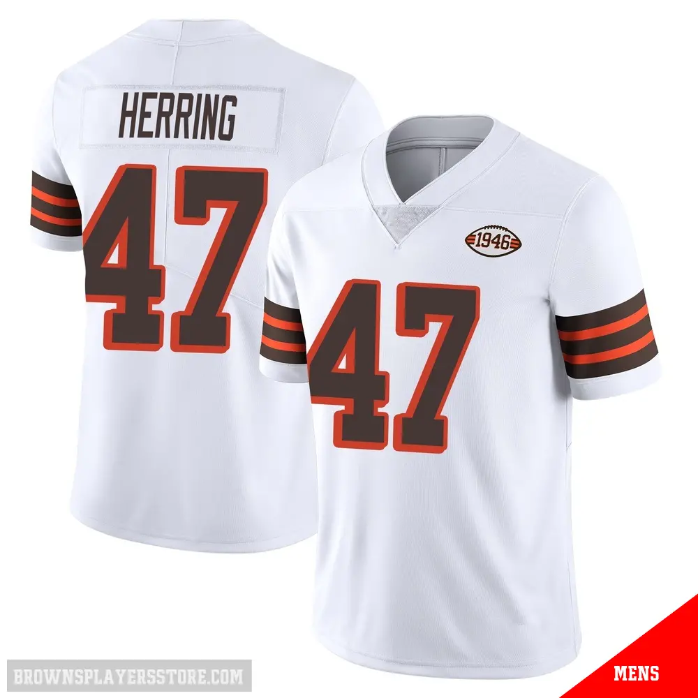 ＃47 Men's Tyron Herring White Limited Cleveland Browns Vapor 1946 Collection Alternate Jersey