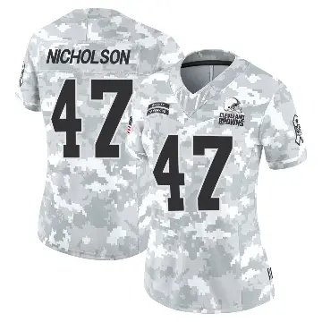＃47 Women's DeCarlos Nicholson Arctic Camo Limited Cleveland Browns 2024 Salute to Service Jersey