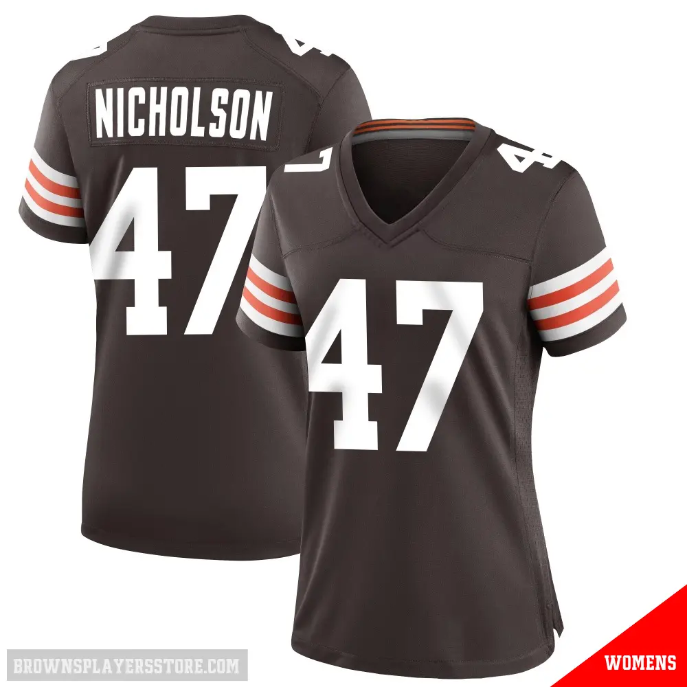＃47 Women's DeCarlos Nicholson Brown Game Cleveland Browns Team Color Jersey