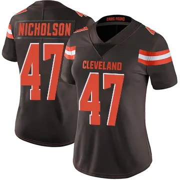 ＃47 Women's DeCarlos Nicholson Brown Limited Cleveland Browns Team Color Vapor Untouchable Jersey