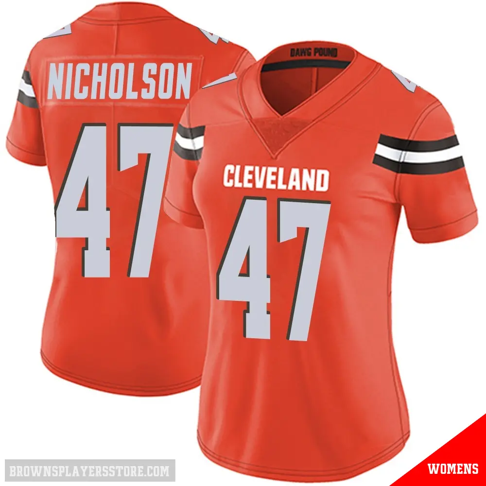 ＃47 Women's DeCarlos Nicholson Orange Limited Cleveland Browns Alternate Vapor Untouchable Jersey