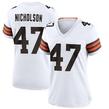 ＃47 Women's DeCarlos Nicholson White Game Cleveland Browns Jersey