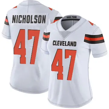＃47 Women's DeCarlos Nicholson White Limited Cleveland Browns Vapor Untouchable Jersey