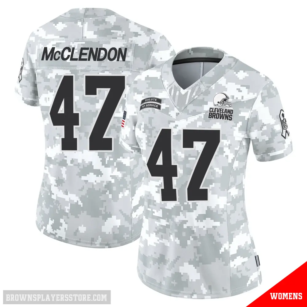 ＃47 Women's Jeremiah McClendon Arctic Camo Limited Cleveland Browns 2024 Salute to Service Jersey