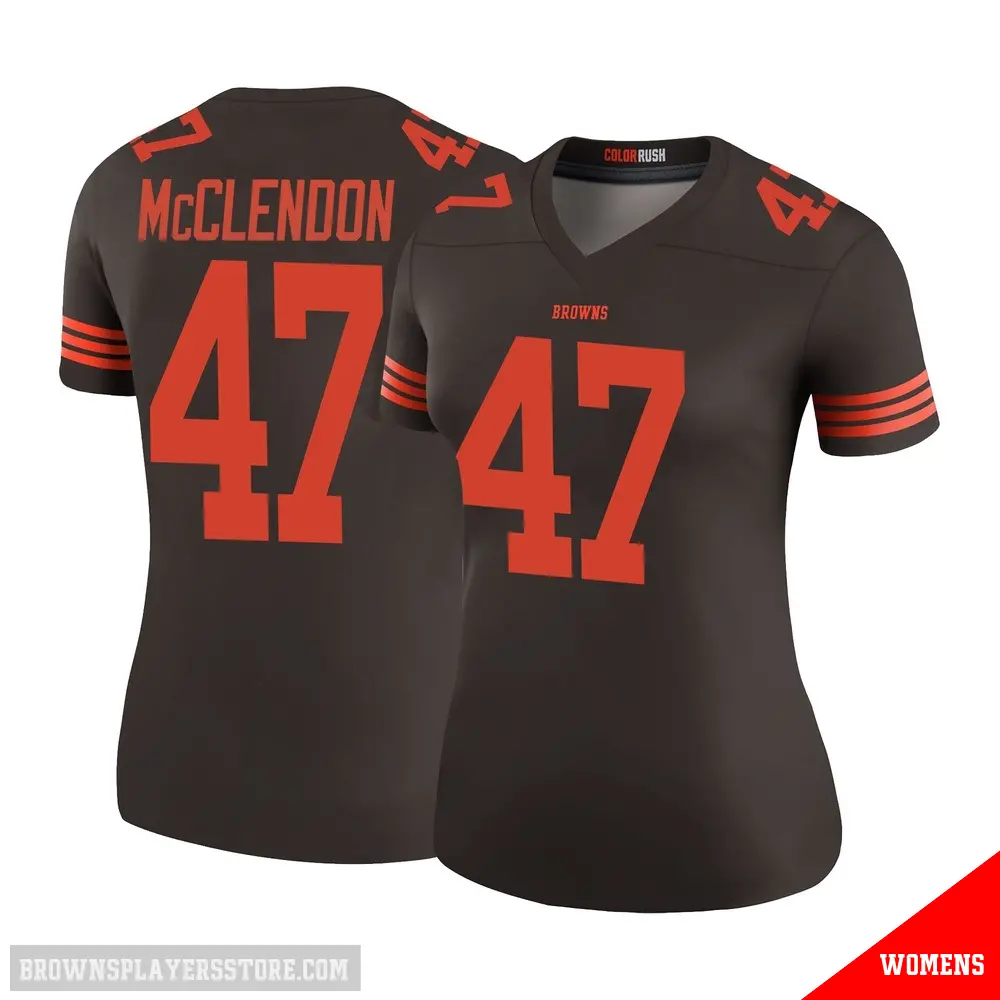 ＃47 Women's Jeremiah McClendon Brown Legend Cleveland Browns Color Rush Jersey