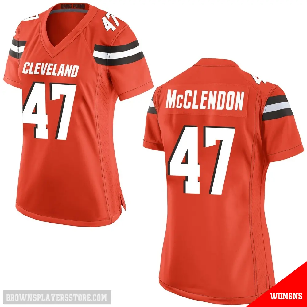 ＃47 Women's Jeremiah McClendon Orange Game Cleveland Browns Alternate Jersey