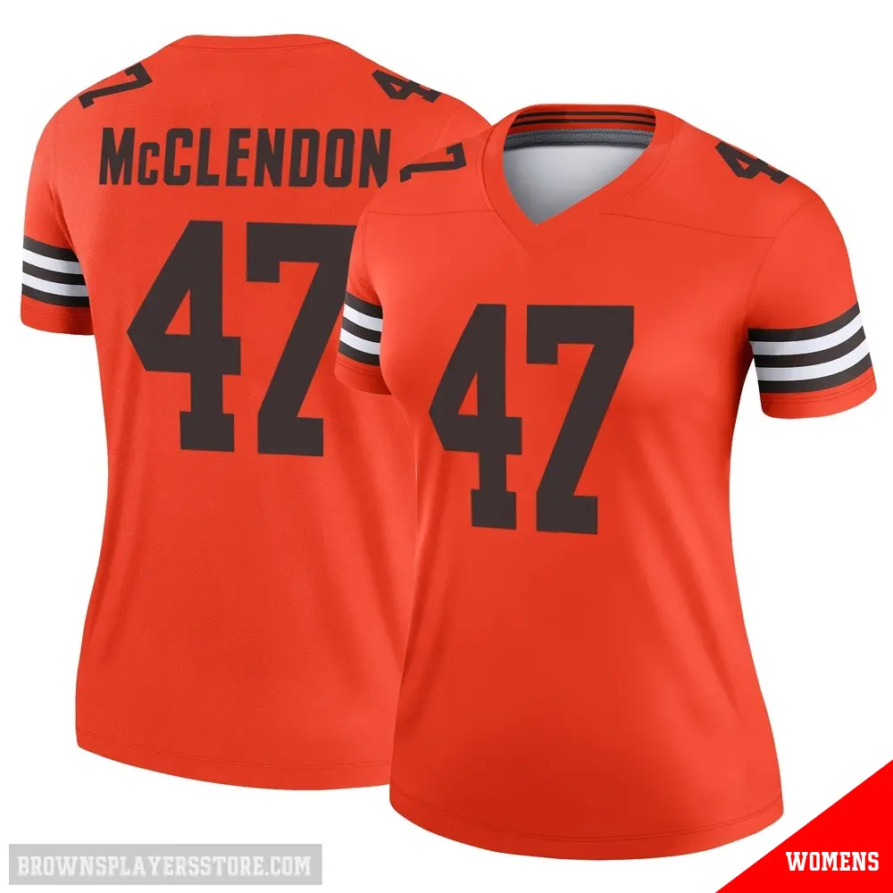 ＃47 Women's Jeremiah McClendon Orange Legend Cleveland Browns Inverted Jersey