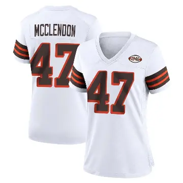 ＃47 Women's Jeremiah McClendon White Game Cleveland Browns 1946 Collection Alternate Jersey