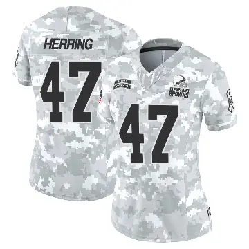 ＃47 Women's Tyron Herring Arctic Camo Limited Cleveland Browns 2024 Salute to Service Jersey