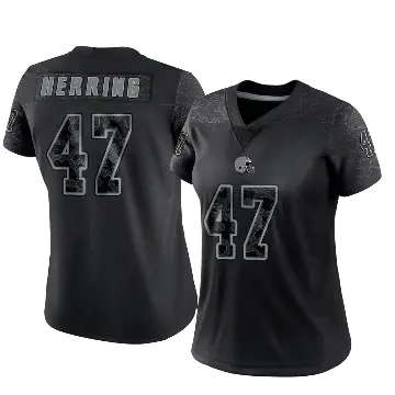 ＃47 Women's Tyron Herring Black Limited Cleveland Browns Reflective Jersey