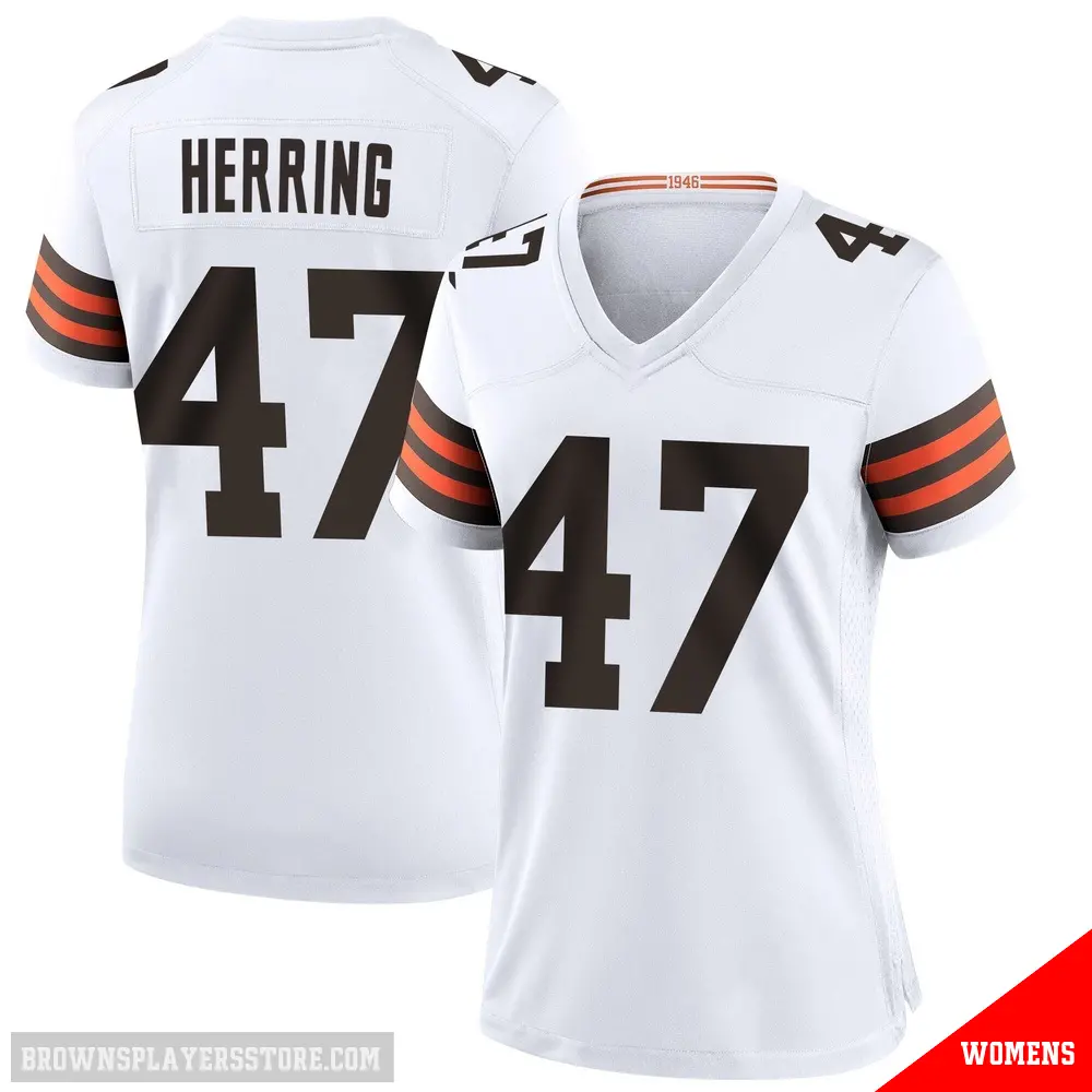 ＃47 Women's Tyron Herring White Game Cleveland Browns Jersey