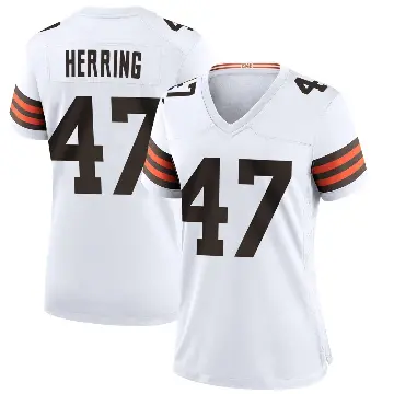＃47 Women's Tyron Herring White Game Cleveland Browns Jersey