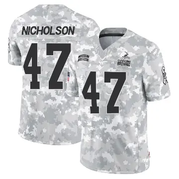 ＃47 Youth DeCarlos Nicholson Arctic Camo Limited Cleveland Browns 2024 Salute to Service Jersey
