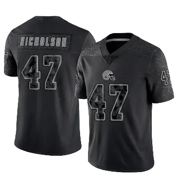 ＃47 Youth DeCarlos Nicholson Black Limited Cleveland Browns Reflective Jersey