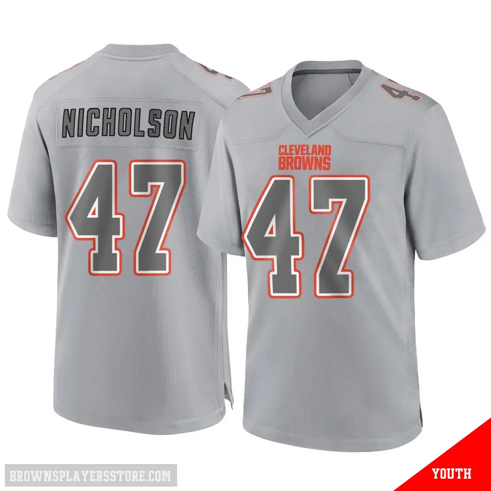 ＃47 Youth DeCarlos Nicholson Gray Game Cleveland Browns Atmosphere Fashion Jersey