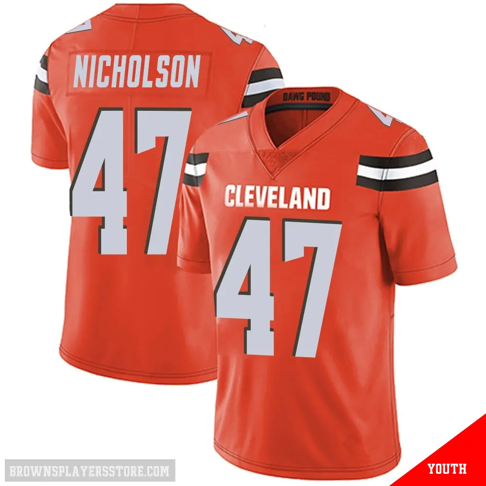 ＃47 Youth DeCarlos Nicholson Orange Limited Cleveland Browns Alternate Vapor Untouchable Jersey