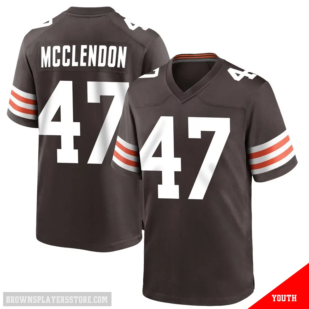 ＃47 Youth Jeremiah McClendon Brown Game Cleveland Browns Team Color Jersey