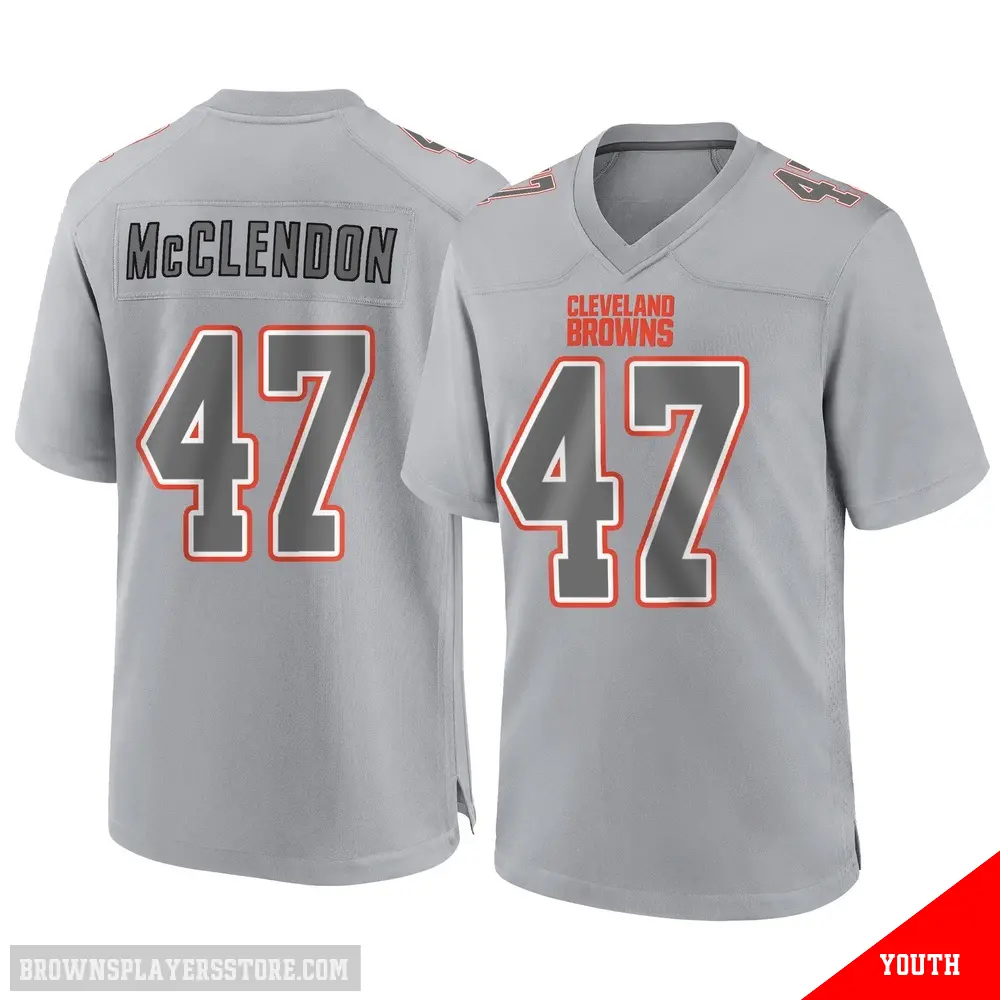 ＃47 Youth Jeremiah McClendon Gray Game Cleveland Browns Atmosphere Fashion Jersey