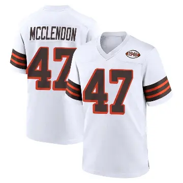 ＃47 Youth Jeremiah McClendon White Game Cleveland Browns 1946 Collection Alternate Jersey