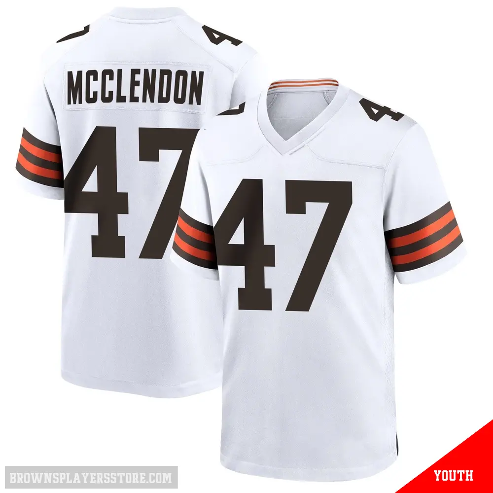 ＃47 Youth Jeremiah McClendon White Game Cleveland Browns Jersey
