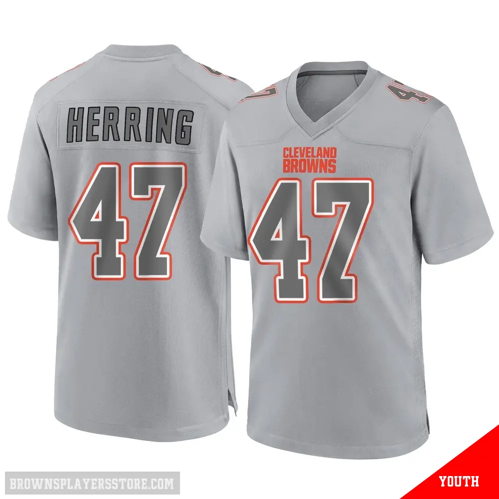 ＃47 Youth Tyron Herring Gray Game Cleveland Browns Atmosphere Fashion Jersey