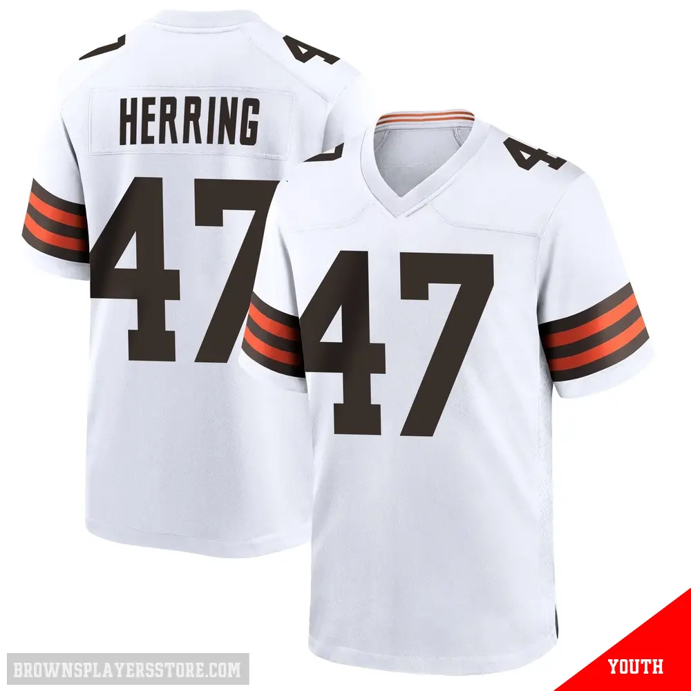 ＃47 Youth Tyron Herring White Game Cleveland Browns Jersey