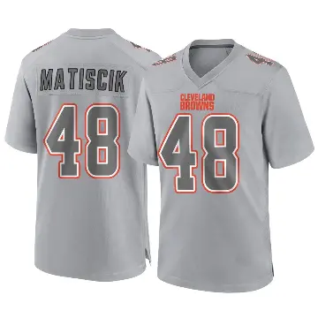 ＃48 Men's Brent Matiscik Gray Game Cleveland Browns Atmosphere Fashion Jersey