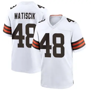 ＃48 Men's Brent Matiscik White Game Cleveland Browns Jersey