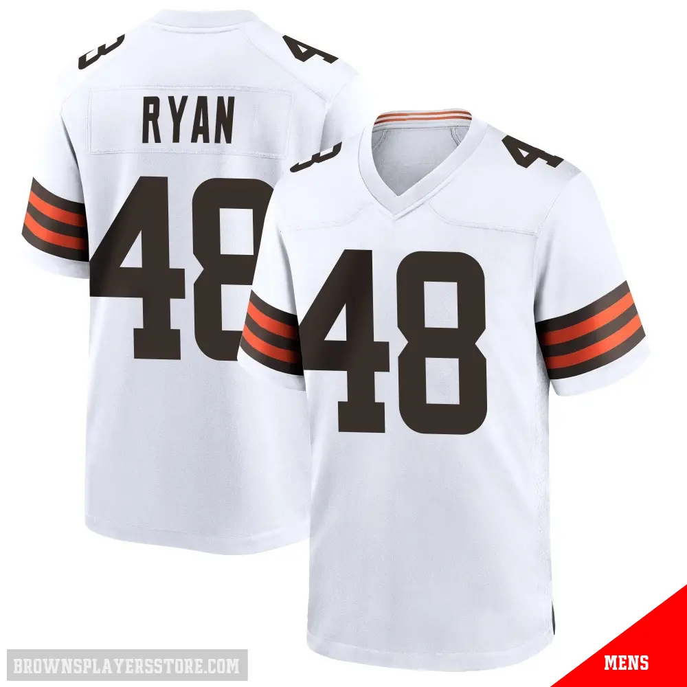 ＃48 Men's Carsen Ryan White Game Cleveland Browns Jersey