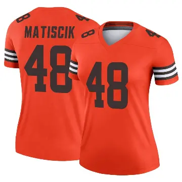 ＃48 Women's Brent Matiscik Orange Legend Cleveland Browns Inverted Jersey