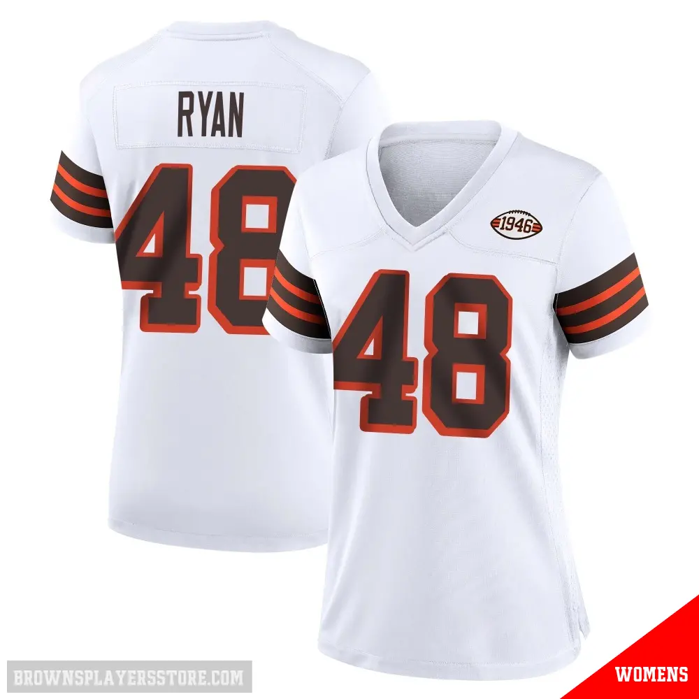 ＃48 Women's Carsen Ryan White Game Cleveland Browns 1946 Collection Alternate Jersey