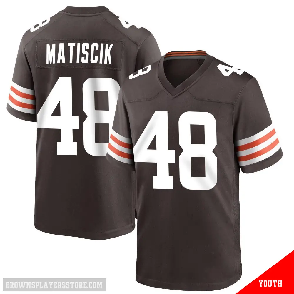 ＃48 Youth Brent Matiscik Brown Game Cleveland Browns Team Color Jersey