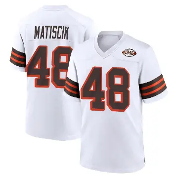 ＃48 Youth Brent Matiscik White Game Cleveland Browns 1946 Collection Alternate Jersey