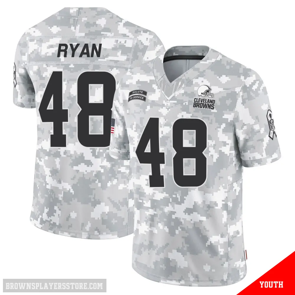 ＃48 Youth Carsen Ryan Arctic Camo Limited Cleveland Browns 2024 Salute to Service Jersey