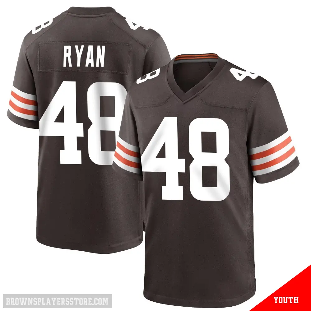 ＃48 Youth Carsen Ryan Brown Game Cleveland Browns Team Color Jersey