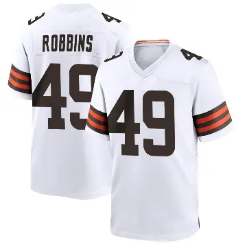 ＃49 Men's Aidan Robbins White Game Cleveland Browns Jersey