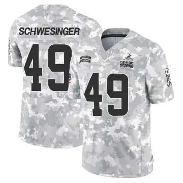 ＃49 Men's Carson Schwesinger Arctic Camo Limited Cleveland Browns 2024 Salute to Service Jersey