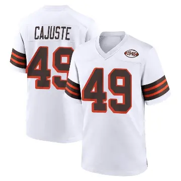 ＃49 Men's Devon Cajuste White Game Cleveland Browns 1946 Collection Alternate Jersey