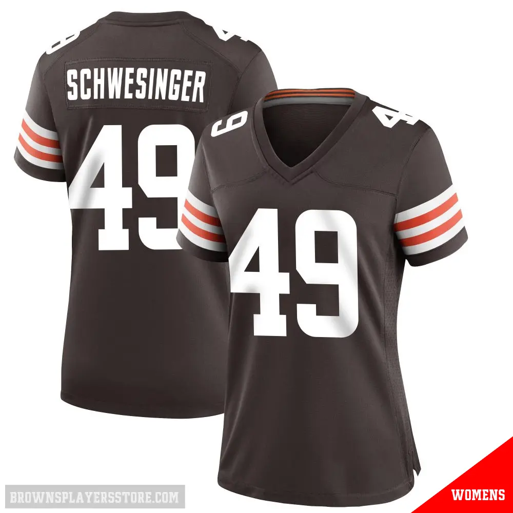 ＃49 Women's Carson Schwesinger Brown Game Cleveland Browns Team Color Jersey