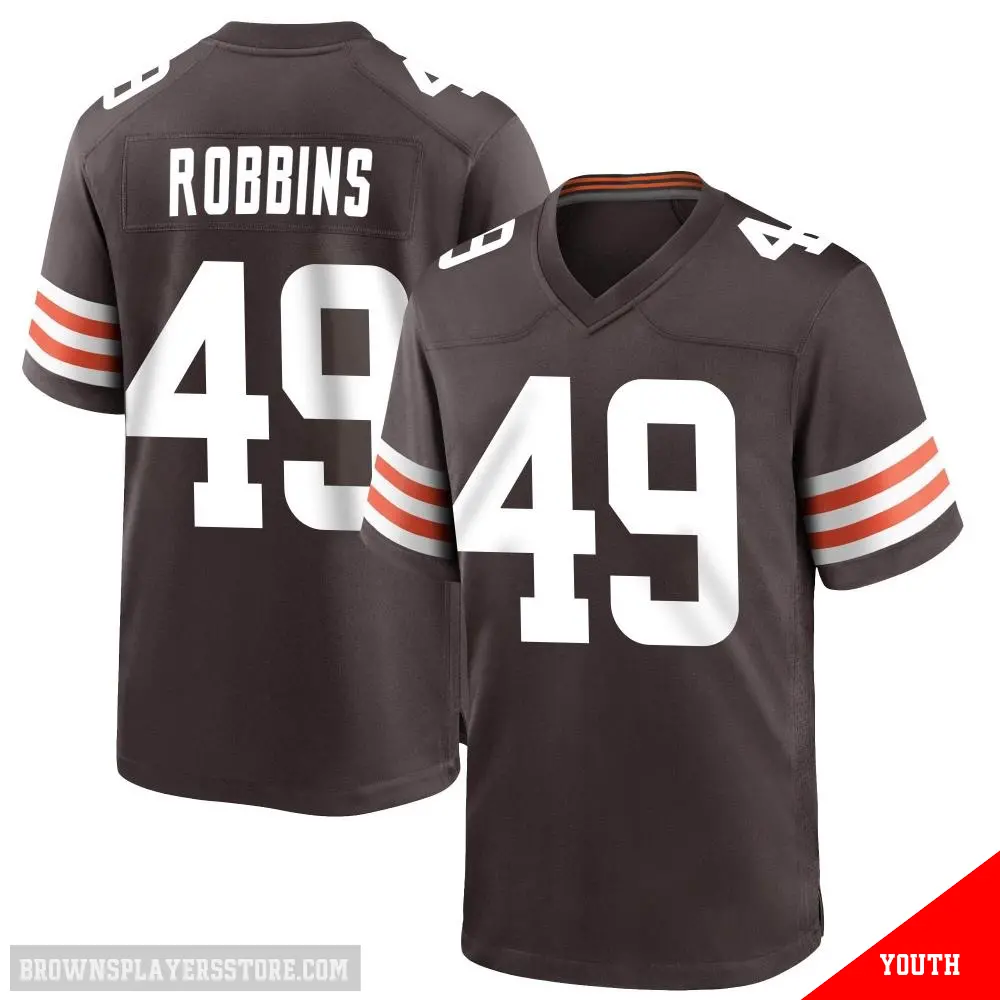 ＃49 Youth Aidan Robbins Brown Game Cleveland Browns Team Color Jersey