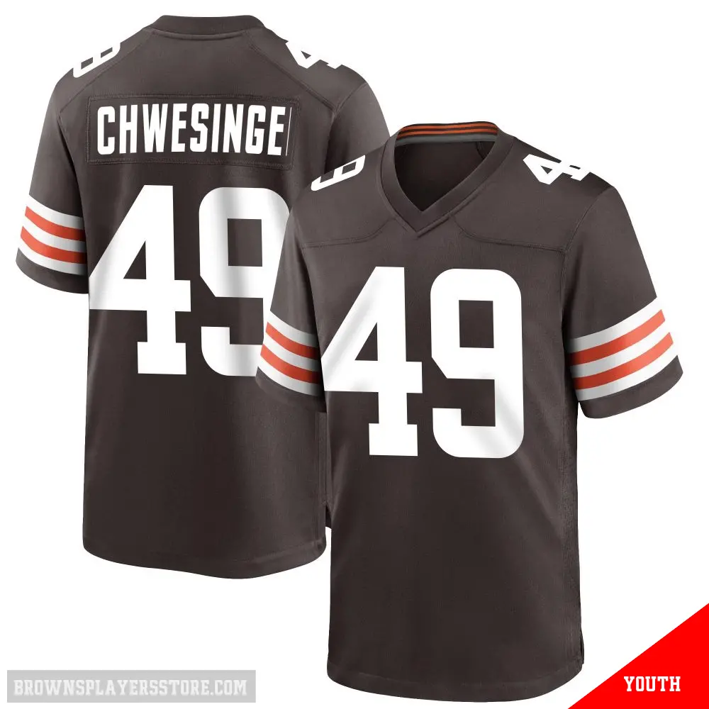 ＃49 Youth Carson Schwesinger Brown Game Cleveland Browns Team Color Jersey