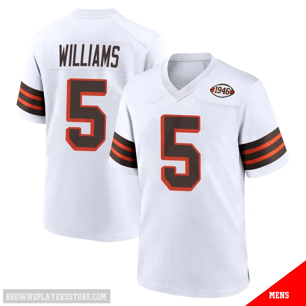 ＃5 Men's Quincy Williams White Game Cleveland Browns 1946 Collection Alternate Jersey