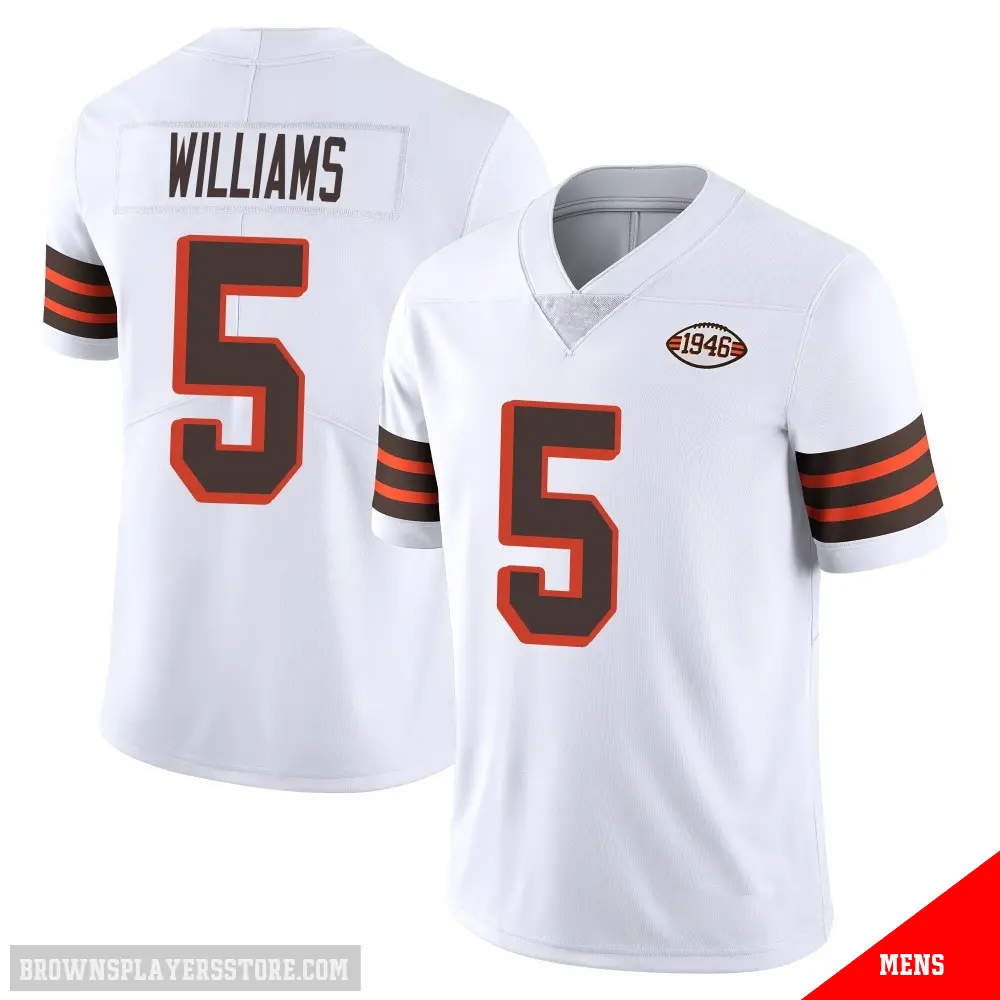 ＃5 Men's Quincy Williams White Limited Cleveland Browns Vapor 1946 Collection Alternate Jersey