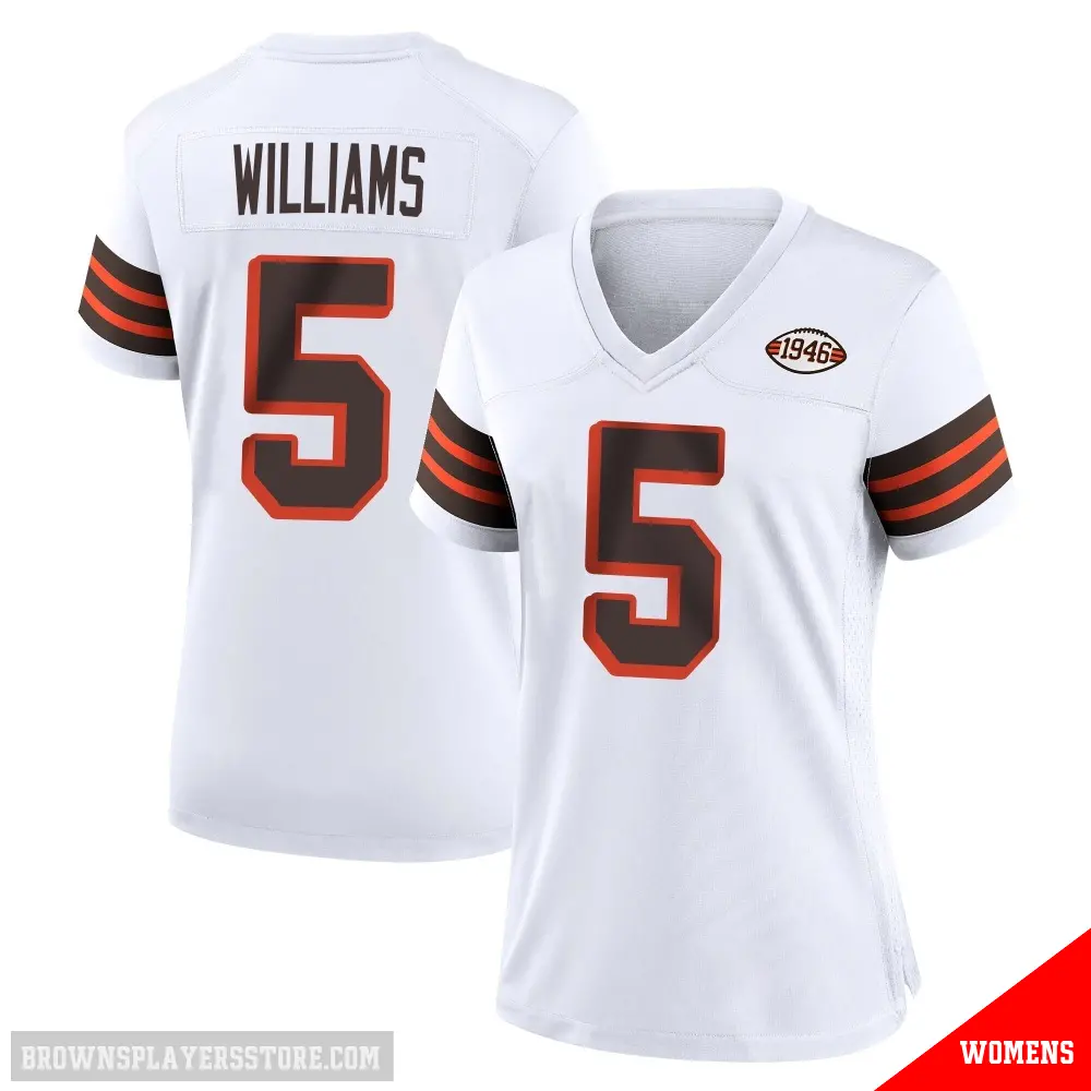 ＃5 Women's Quincy Williams White Game Cleveland Browns 1946 Collection Alternate Jersey