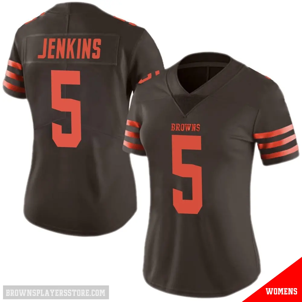 ＃5 Women's Rayshawn Jenkins Brown Limited Cleveland Browns Color Rush Jersey