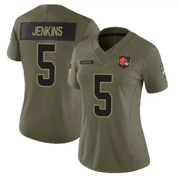 ＃5 Women's Rayshawn Jenkins Olive Limited Cleveland Browns 2025 Salute to Service Jersey