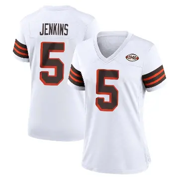 ＃5 Women's Rayshawn Jenkins White Game Cleveland Browns 1946 Collection Alternate Jersey
