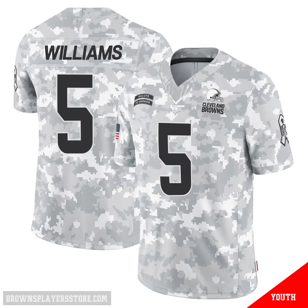 ＃5 Youth Quincy Williams Arctic Camo Limited Cleveland Browns 2024 Salute to Service Jersey