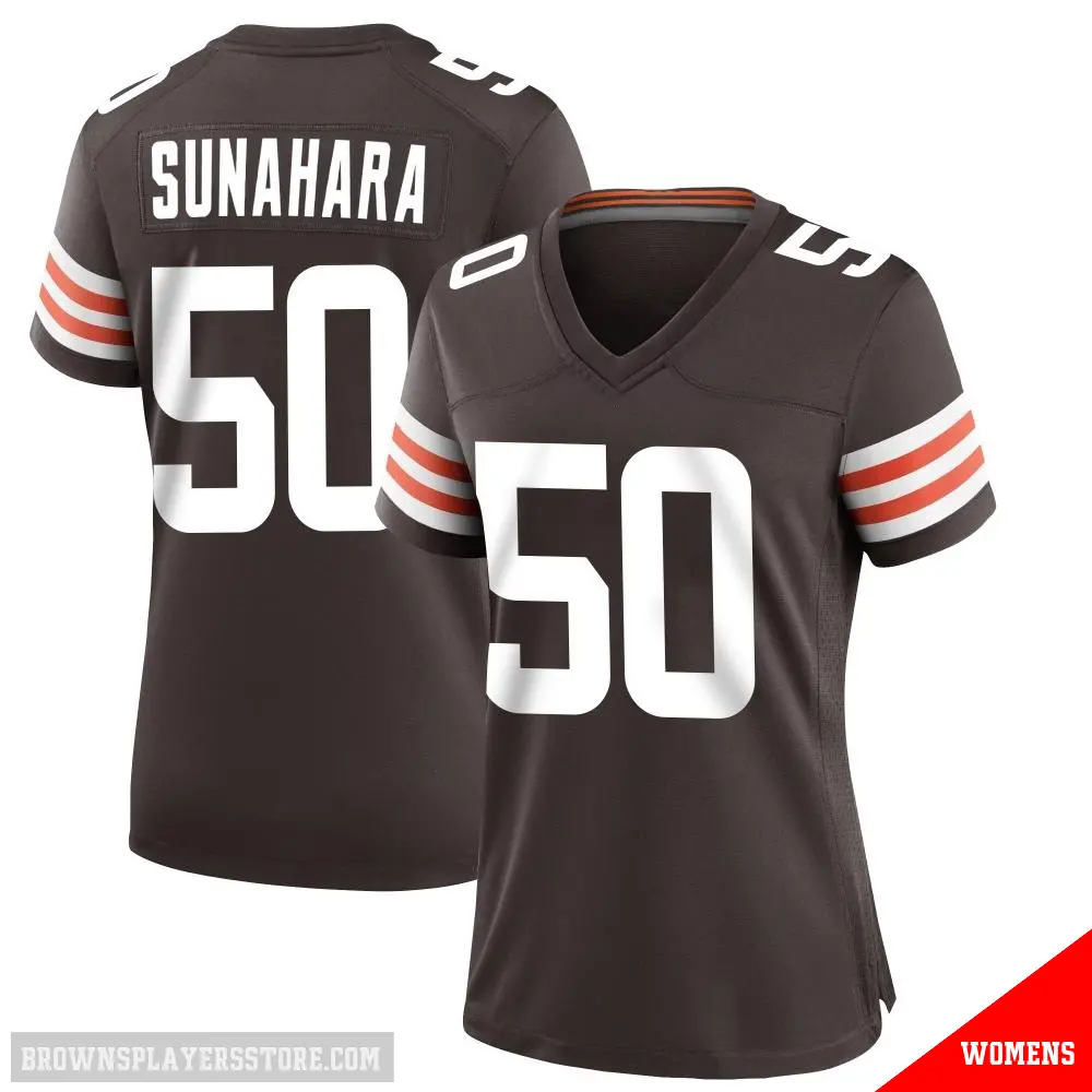 ＃50 Women's Rex Sunahara Brown Game Cleveland Browns Team Color Jersey