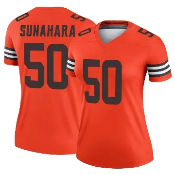 ＃50 Women's Rex Sunahara Orange Legend Cleveland Browns Inverted Jersey